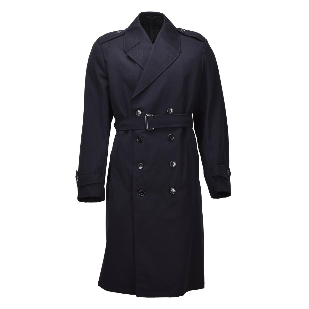 Manteau long en laine militaire néerlandais original, double boutonnage, surplus de l'armée, problème bleu