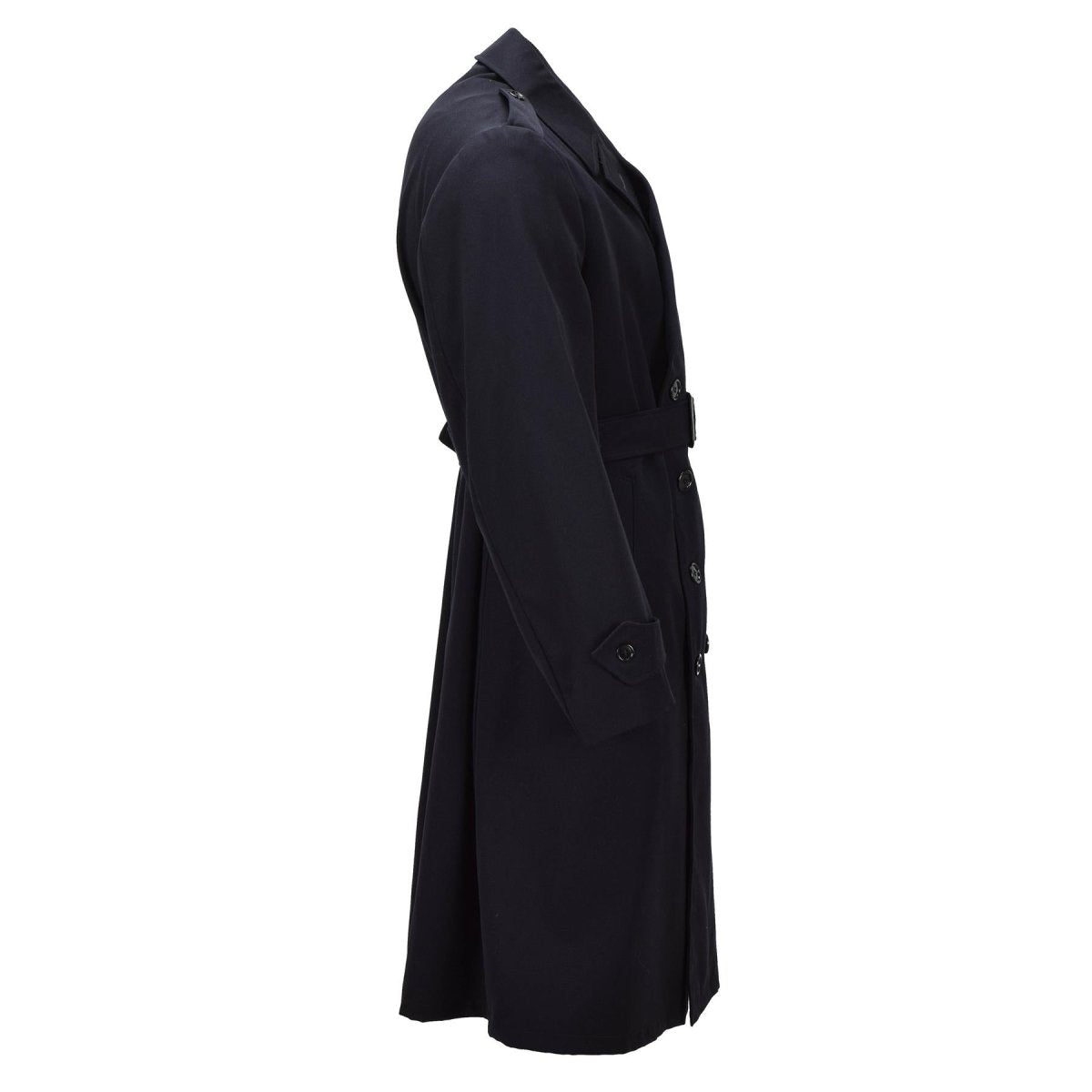 Manteau long en laine militaire néerlandais original, double boutonnage, surplus de l'armée, problème bleu
