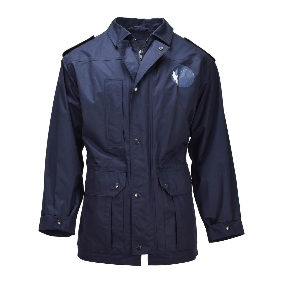 Parka militaire néerlandaise originale, col rabattu, logo de pêcheur, veste militaire bleue