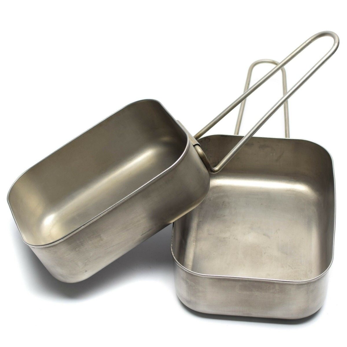 Gamelles militaires néerlandaises originales en acier inoxydable 2 pièces Kit de gamelles Cuisinière Militaire Bushcraft