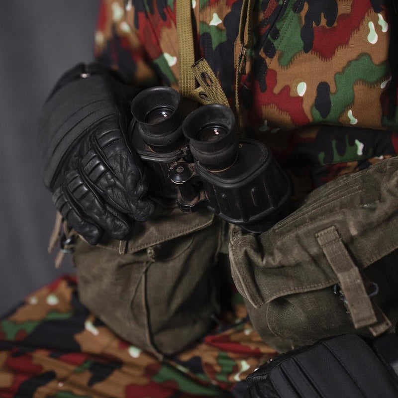 Gants de combat tactiques militaires néerlandais d'origine, protection des articulations en cuir noir