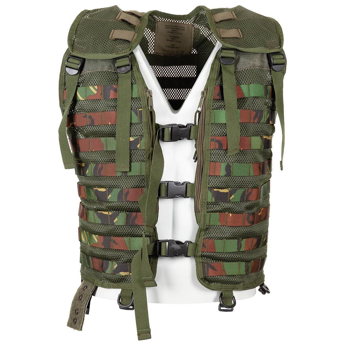 Gilet tactique militaire néerlandais d'origine avec fixation molle DMP camouflage boisé
