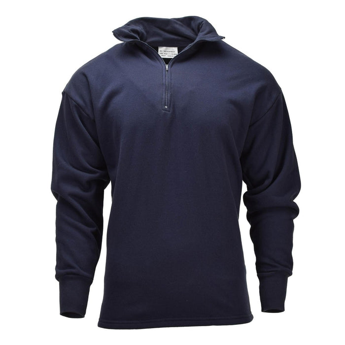 Maillot de corps thermique militaire néerlandais original, manches longues, demi-fermeture éclair, bleu - GoMilitar