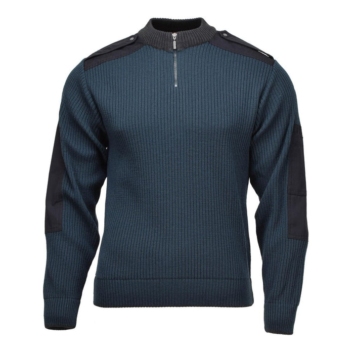 Original Dutch Military Troyer Sweater Rib Knit Quarter Zip Vert Pétrole - GoMilitar