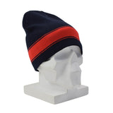 Bonnet de montre d'hiver en laine militaire néerlandais original, bonnet à rayures bleu foncé et rouge