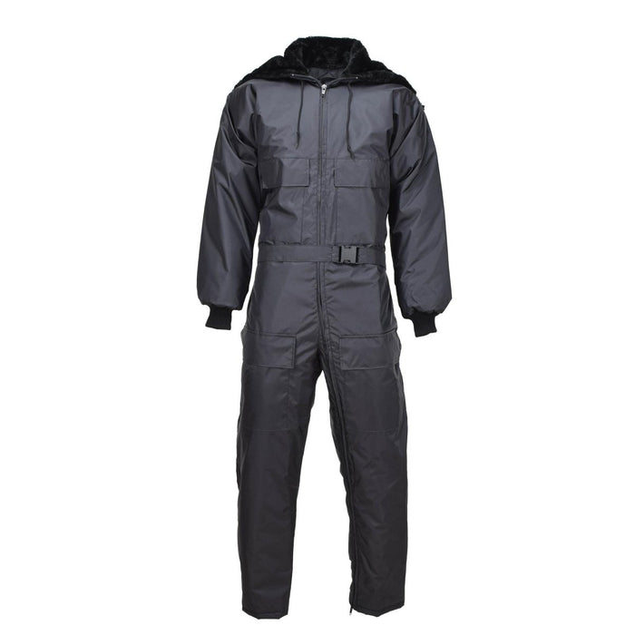 Combinaison-pantalon matelassée noire à capuche pour temps froid de l'armée hollandaise avec poignets réglables et poches multiples