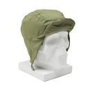 Original Dutch paratrooper hat in olive green with ear flaps and brim, windproof and cold weather resistant design
