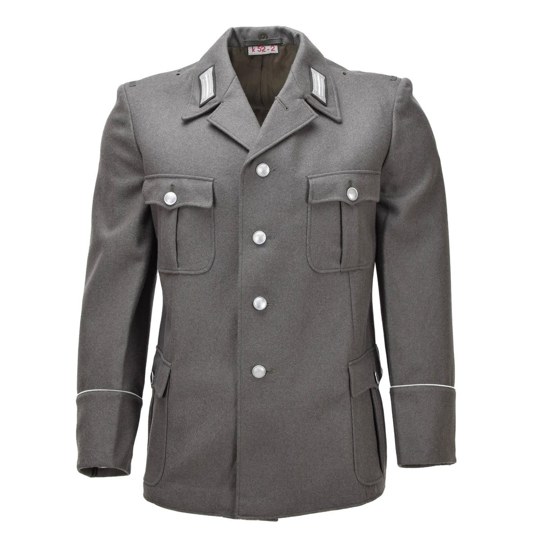 Veste militaire originale est-allemande, épaulettes, col, patchs gris