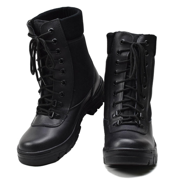 Original French military black leather breathable boots lightweight army NEW - GoMilitar
