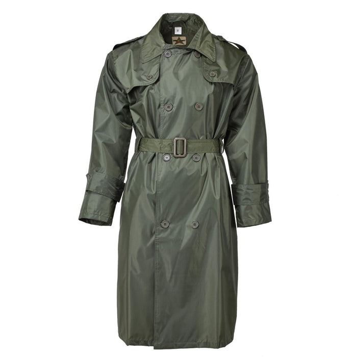 Manteau de pluie long olive militaire français d'origine toutes saisons imperméable ceinturé NEUF - GoMilitar