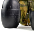 Gourde de l'armée britannique authentique et originale avec tasse et bouteille d'eau de 58 litres avec pochette