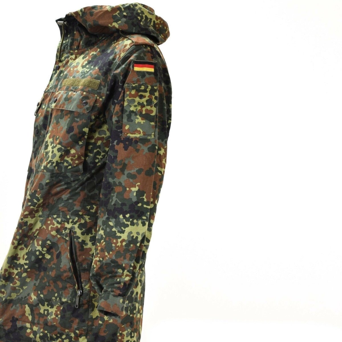 Veste de combat originale de l'armée allemande parka militaire à capuche Flecktarn combat 