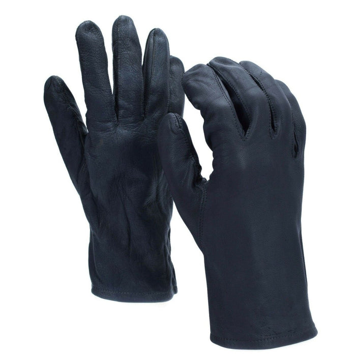 Gants originaux de l'armée allemande en cuir véritable gris foncé, durables et adaptés à une utilisation tactique ou occasionnelle.