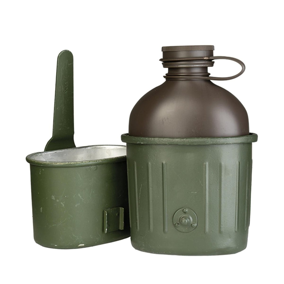 Flacon militaire allemand d'origine 0,8 l, cantine en plastique, tasse en aluminium, olive