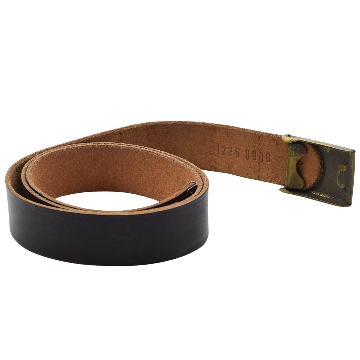 Ceinture de pantalon en cuir militaire allemande d'origine Bundesmarine Army Navy Noir