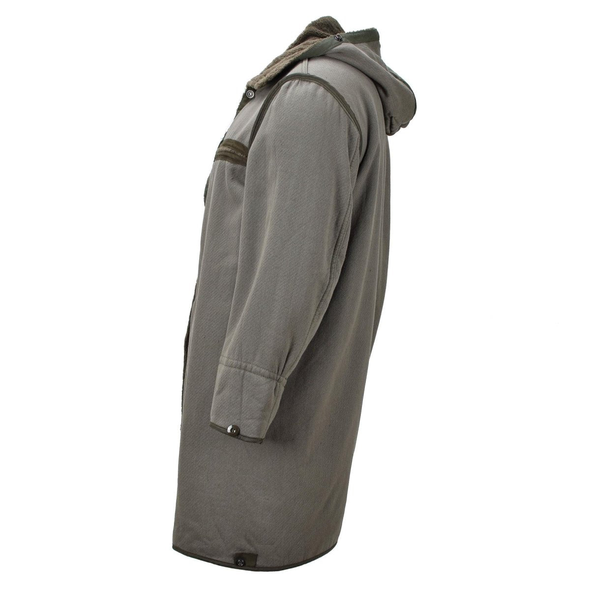 Parka longue militaire allemande originale avec doublure en fausse fourrure et capuche thermique olive
