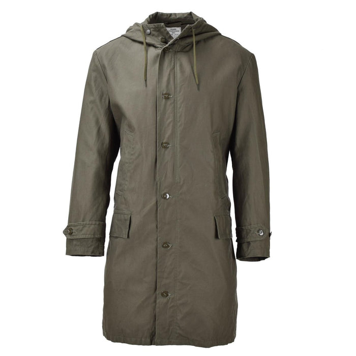 Original German military long parka jacket olive hooded field coat army outdoor - GoMilitar