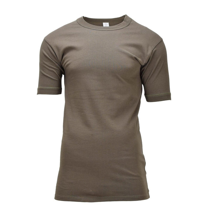 Maillot de corps thermique militaire allemand original en coton à manches courtes Surplus Olive en coton durable et respirant pour une utilisation en extérieur