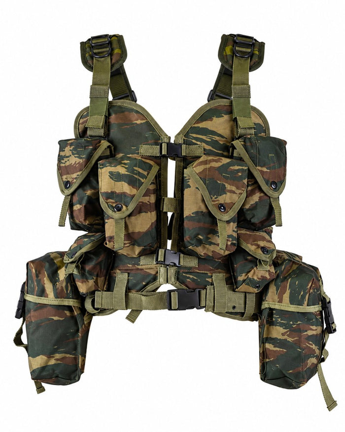 Original Greek Army Tactical Load Bearing Vest 8-Piece Lizard Camouflage - GoMilitar