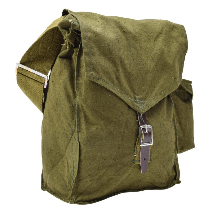 Masque à gaz olive militaire hongrois original sac de transport bracelet en cuir vintage - GoMilitar
