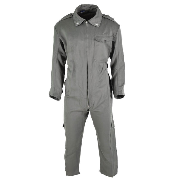 Original Italian Air Forces durable green workwear coverall with zipper closure and adjustable waist, military surplus style