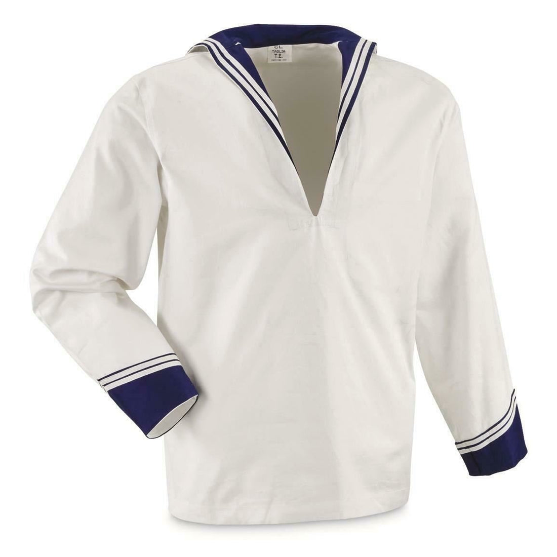 Chemise militaire de l'armée italienne originale à manches longues, blanche, pour marins militaires