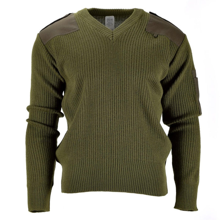 Pull original de l'armée italienne Commando Jumper pull col V en laine verte NEUF - GoMilitar