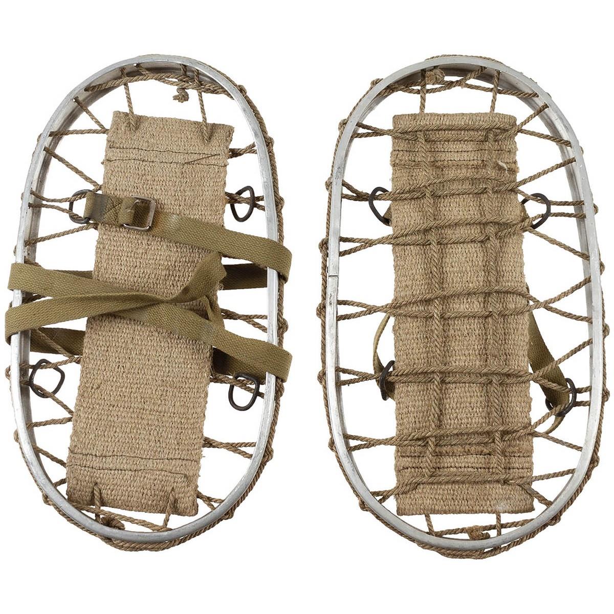 Chaussures de neige originales de l'armée italienne, cadre en aluminium militaire, sangles d'hiver