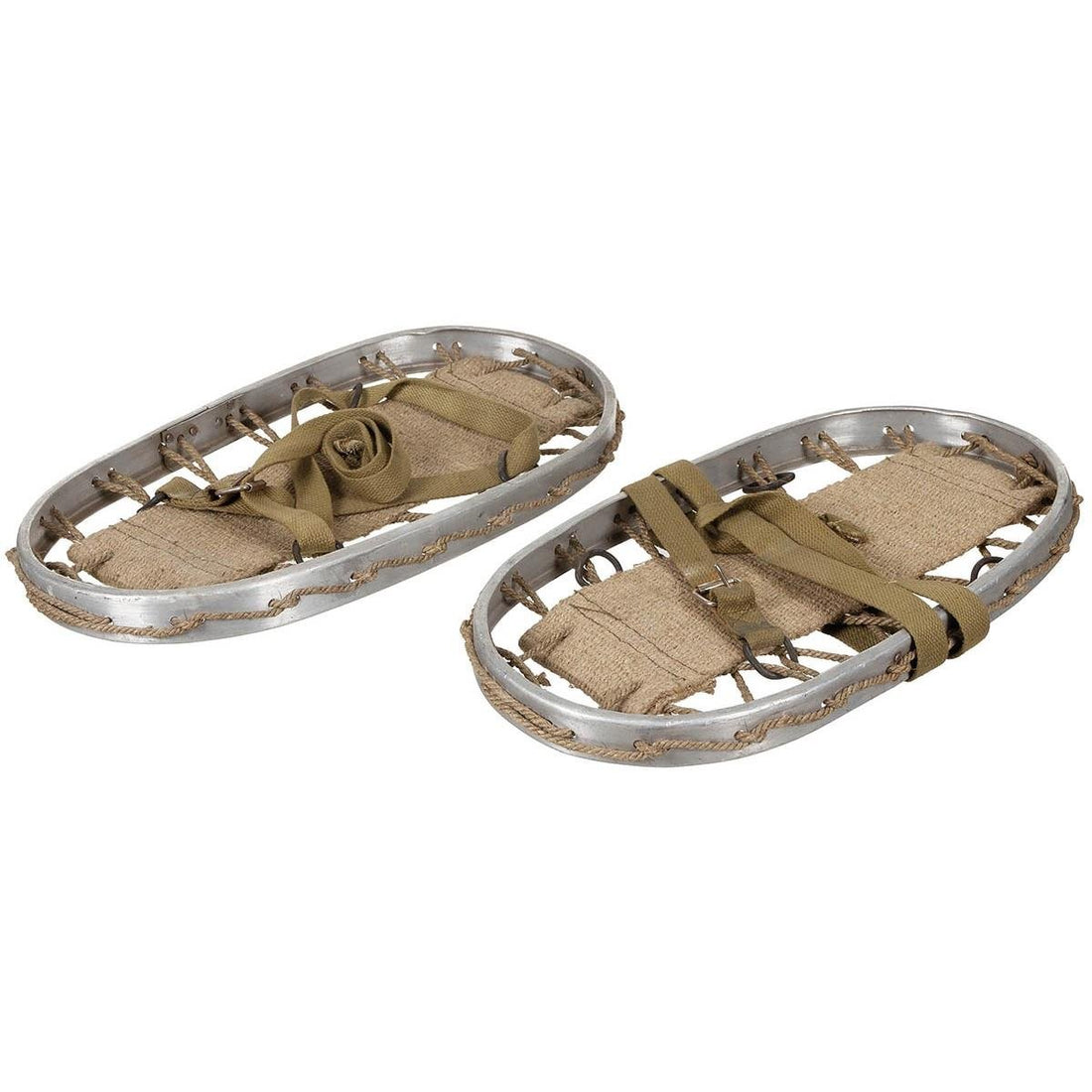Chaussures de neige originales de l'armée italienne, cadre en aluminium militaire, sangles d'hiver