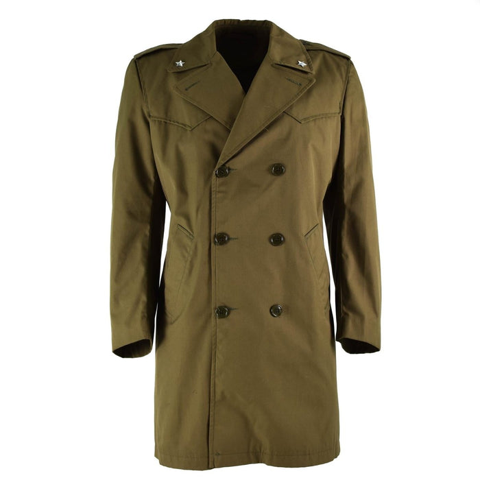imperméable vintage original de l'armée italienne à double boutonnage kaki avec design militaire et tissu imperméable