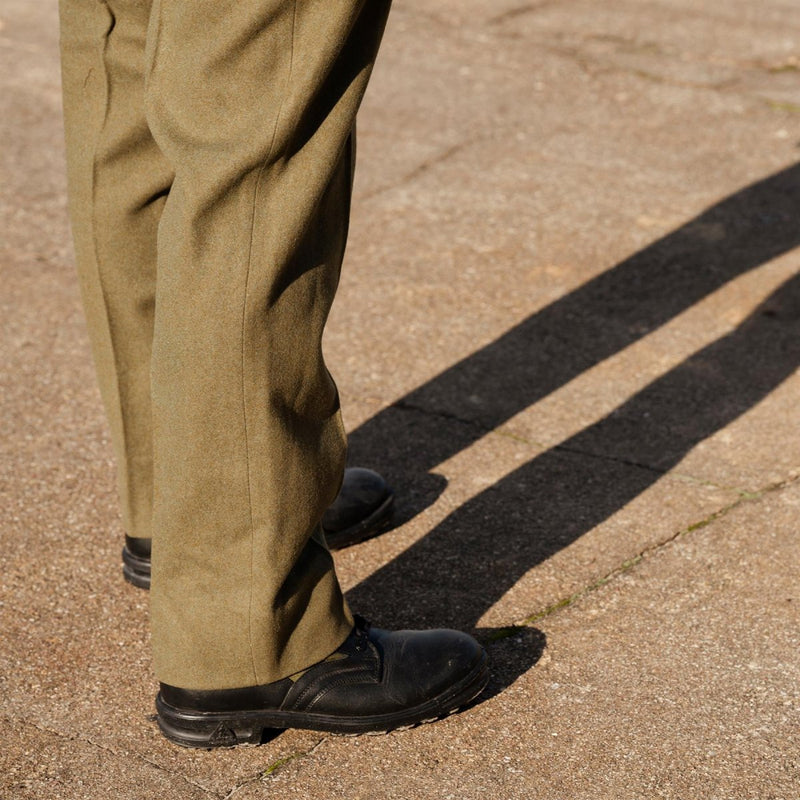 Pantalon olive d'uniforme en laine de l'armée italienne d'origine, pantalon formel vintage