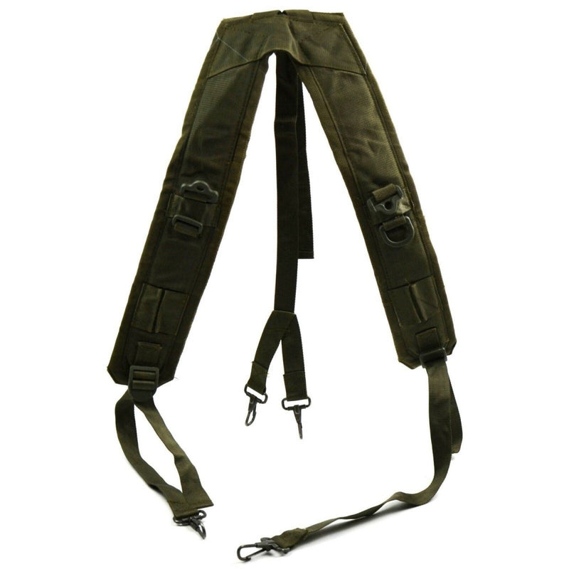 Original Italian Army olive green Y-Strap suspenders tactical belt made of durable canvas with metal clips and adjustable straps