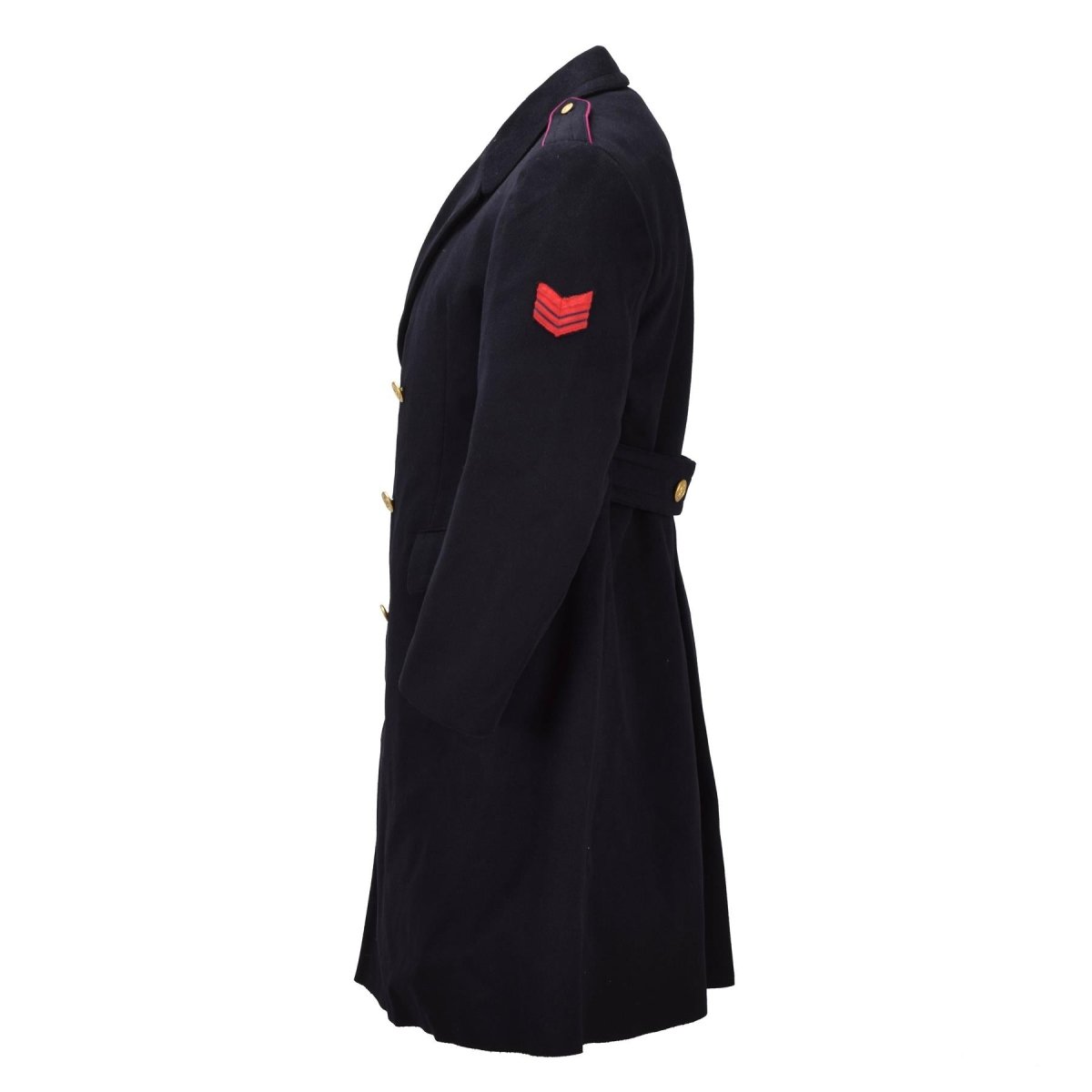 Original Italien Militaire Carabinieri Robe Manteau Laine Double Boutonnage Noir