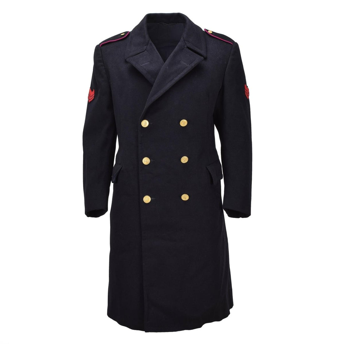 Original Italien Militaire Carabinieri Robe Manteau Laine Double Boutonnage Noir