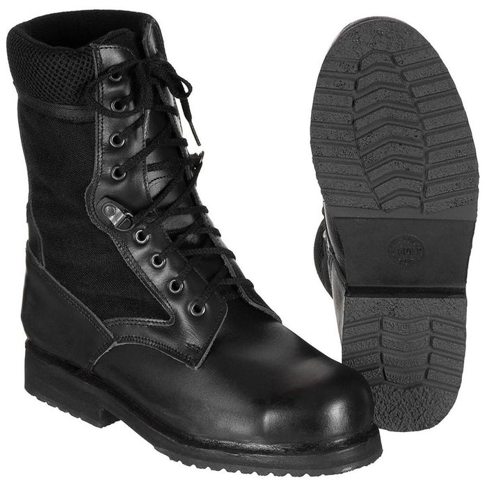 Bottes de combat militaires italiennes originales en cuir léger semi-saisonnier noir - GoMilitar