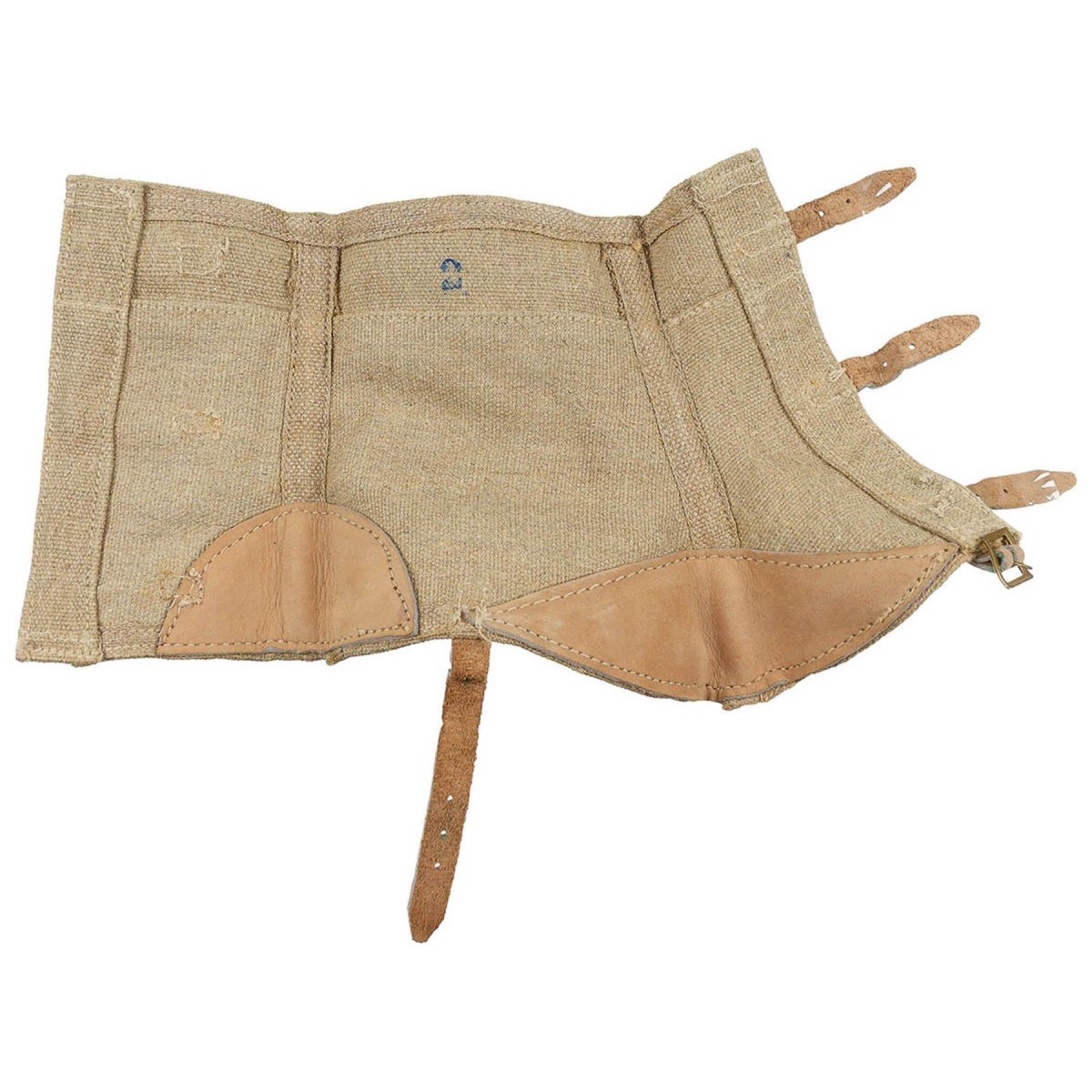 Guêtres militaires italiennes originales en toile et cuir, surplus d'armée kaki