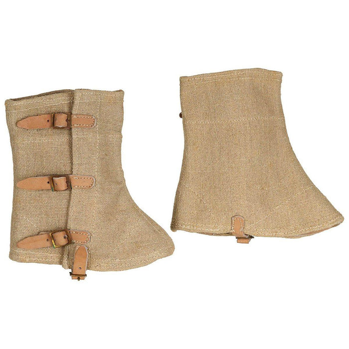 Guêtres militaires italiennes originales, inserts en toile et cuir, surplus de l'armée kaki, housses de protection durables pour équipement de randonnée et de plein air