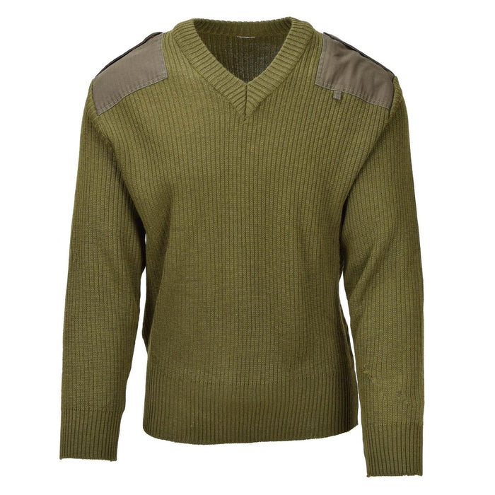 Original italien militaire olive laine pull bodywarmer pull col en V - GoMilitar