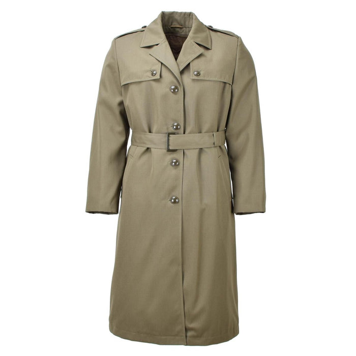 Trench-coat militaire italien original pour femme olive long avec doublure de ceinture armée NOUVEAU - GoMilitar
