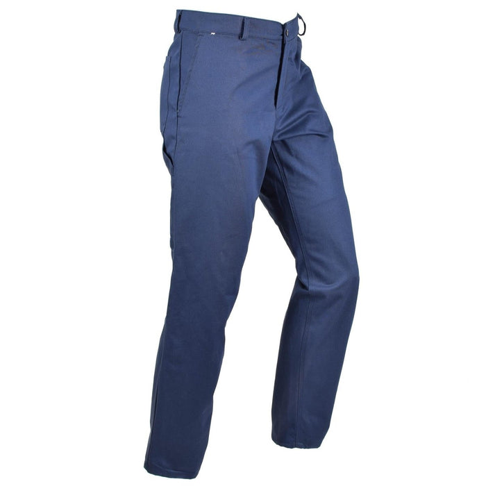 Pantalon de travail militaire italien bleu en coton durable avec poches fonctionnelles et construction robuste.