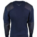 Pull italien original Pull Commando à col en V Pull bleu foncé Laine
