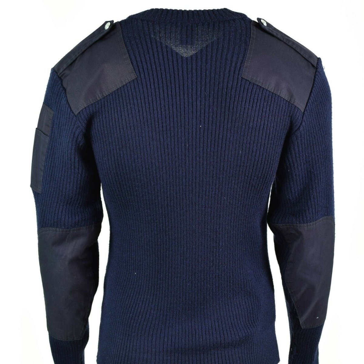 Pull italien original Pull Commando à col en V Pull bleu foncé Laine