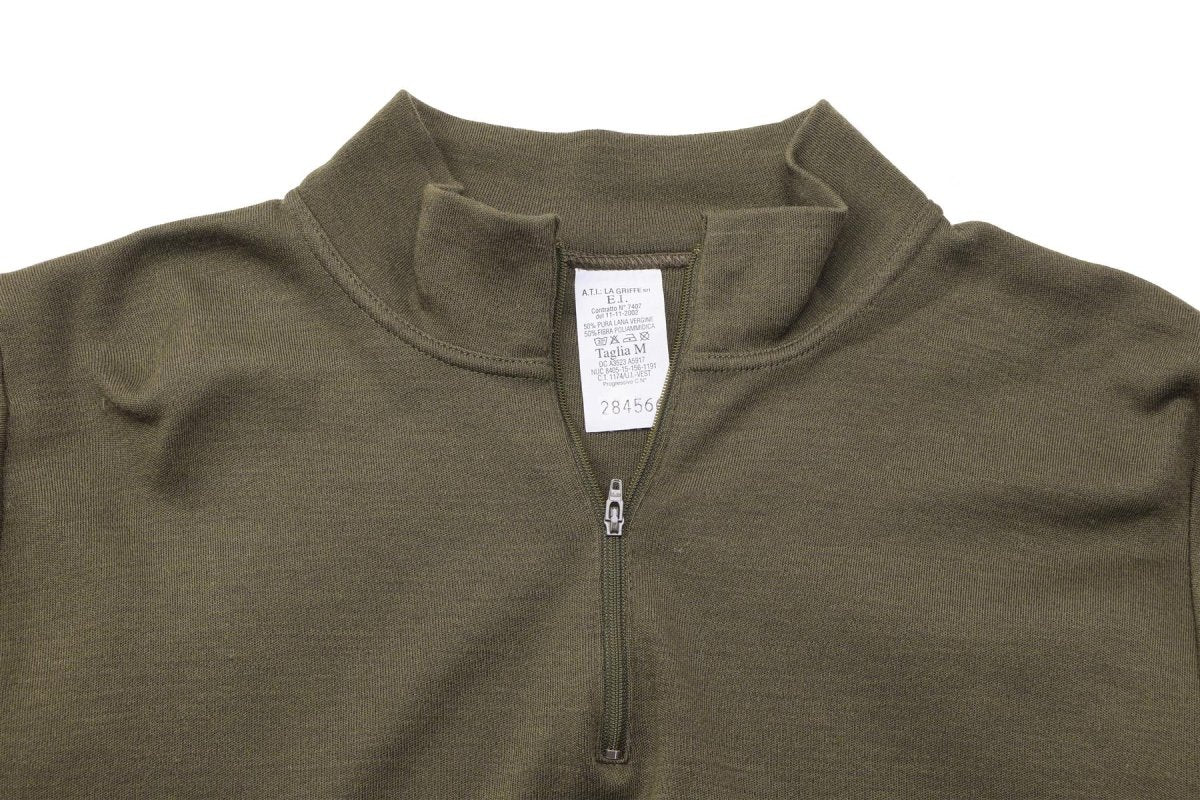 Chemise militaire originale italienne à fermeture éclair, sous-chemise légère et respirante, olive