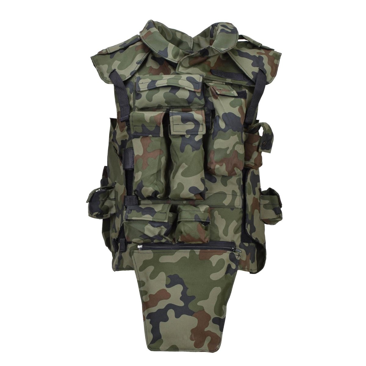 Gilet tactique militaire polonais d'origine avec plaque de transport camouflage Woodland