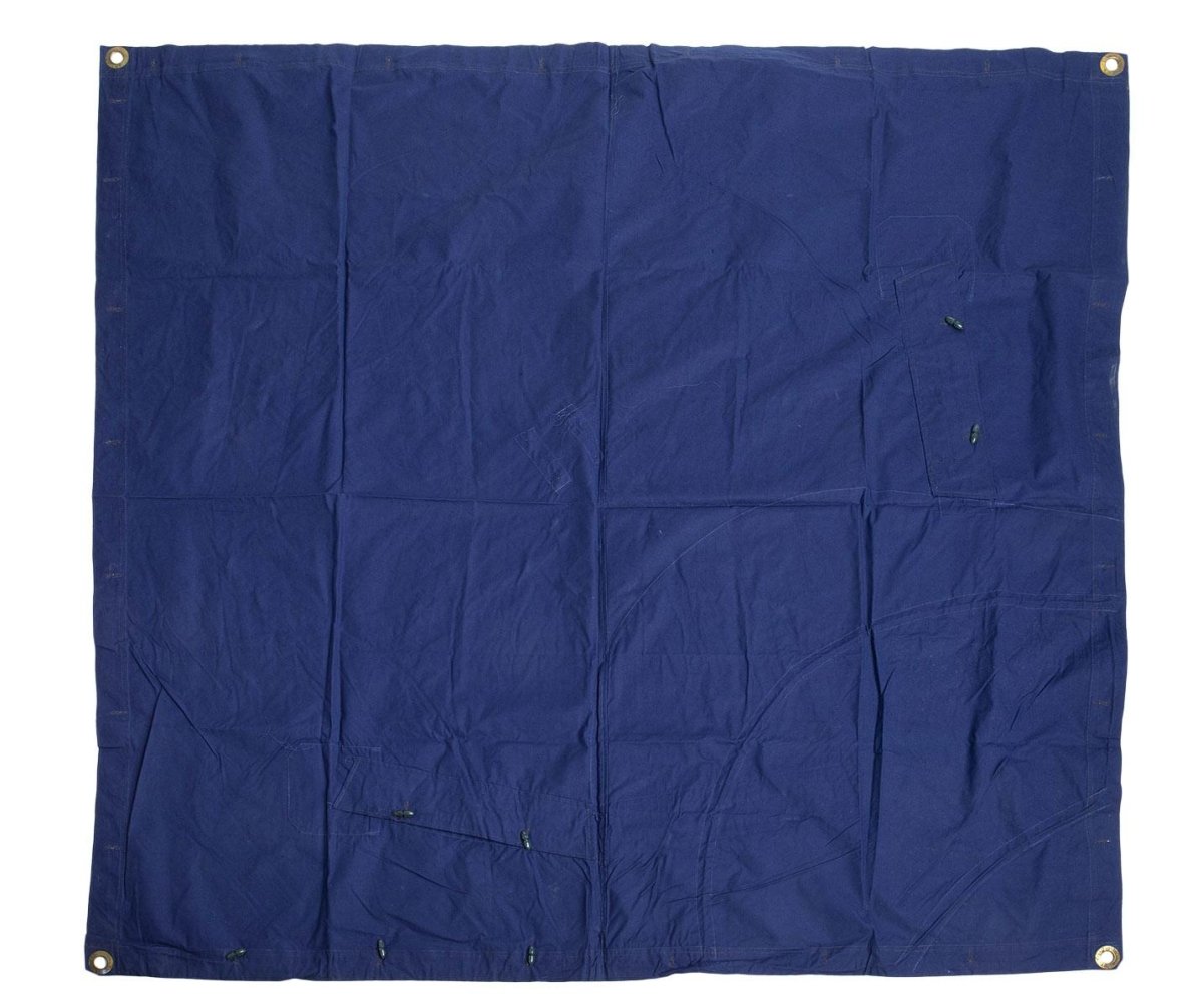 Bâche de tente militaire roumaine originale bleue imperméable 1,80 x 1,80 cm Surplus
