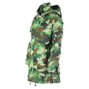 Serbian Army special forces camouflage parka jacket with hood and removable fleece liner for tactical use.