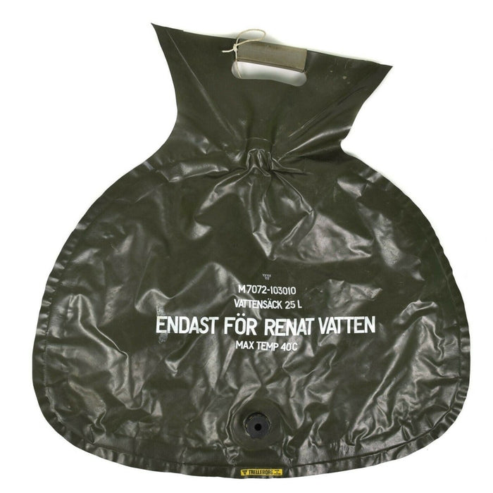 Original Swedish Army 25L Water Bag with Valve Folding Tank Olive - GoMilitar