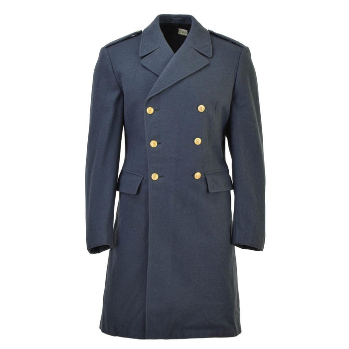 Pardessus bleu militaire suédois original en laine boutons dorés manteau long vintage - GoMilitar