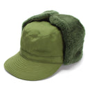 Swedish military green M59 winter combat cap with earflaps and faux fur lining for cold weather protection