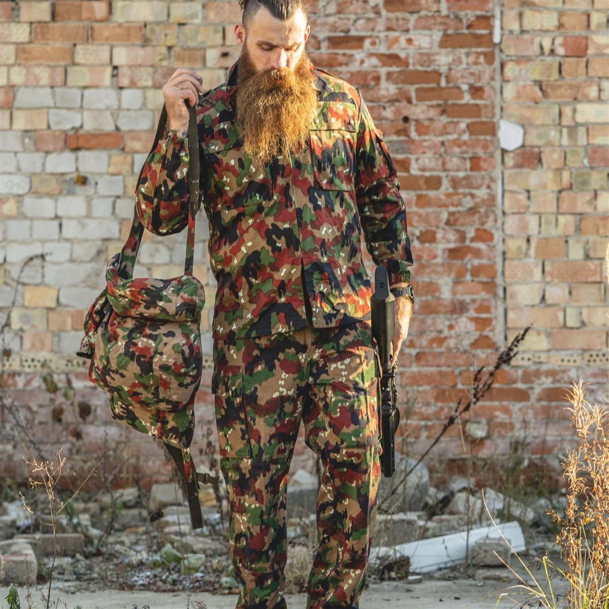 Veste de combat originale de l'armée suisse M83, chemise camouflage Alpenflage avec fermeture éclair, NEUF